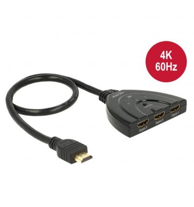 Switch HDMI 3 In 1 Out 4K 60Hz compact DE18600 Delock