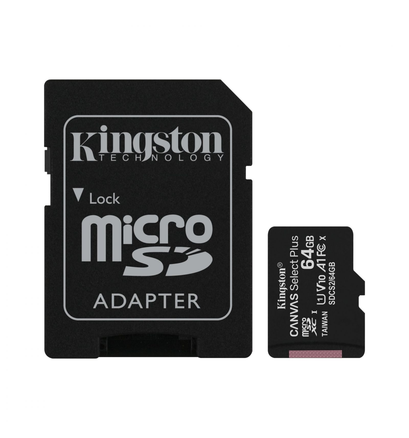 Carte µSD HC + adaptateur SD 64 Go CL10 Canvas Select plus SDCS2-64GB  Kingston Magasin informatique face Cap 3000 06700