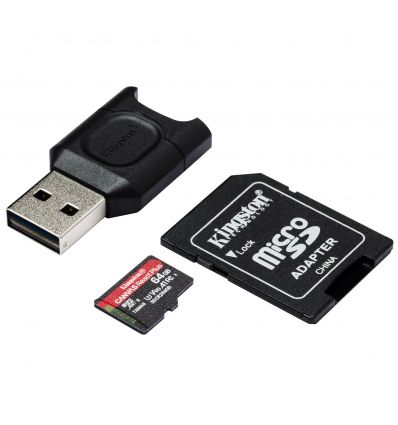 Carte MicroSDXC + adaptateur SD 256 Go A1 Video Class V90 UHS-II U3 Cl10 Canvas React plus MLPMR2/256GB Kingston