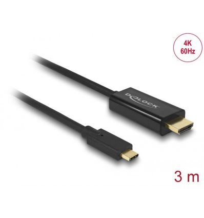 Cable USB Type-C™ male vers HDMI male (DP Alt Mode) 4K 60 Hz 3 m noir Delock 