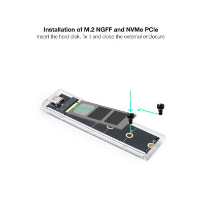 Boîtier SSD externe M.2 NGFF/NVMe, Transparent, RGB TOOQ 