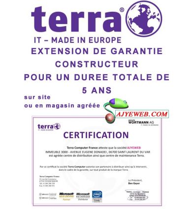  Extention de garantie pour un total de 5 ans pour PC portable Terra Wortmann 