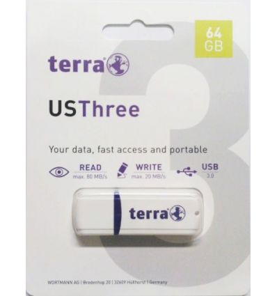  MEMOIRE USB3 USBThree 64 Go blanche 2191727 Terra Wortmann 