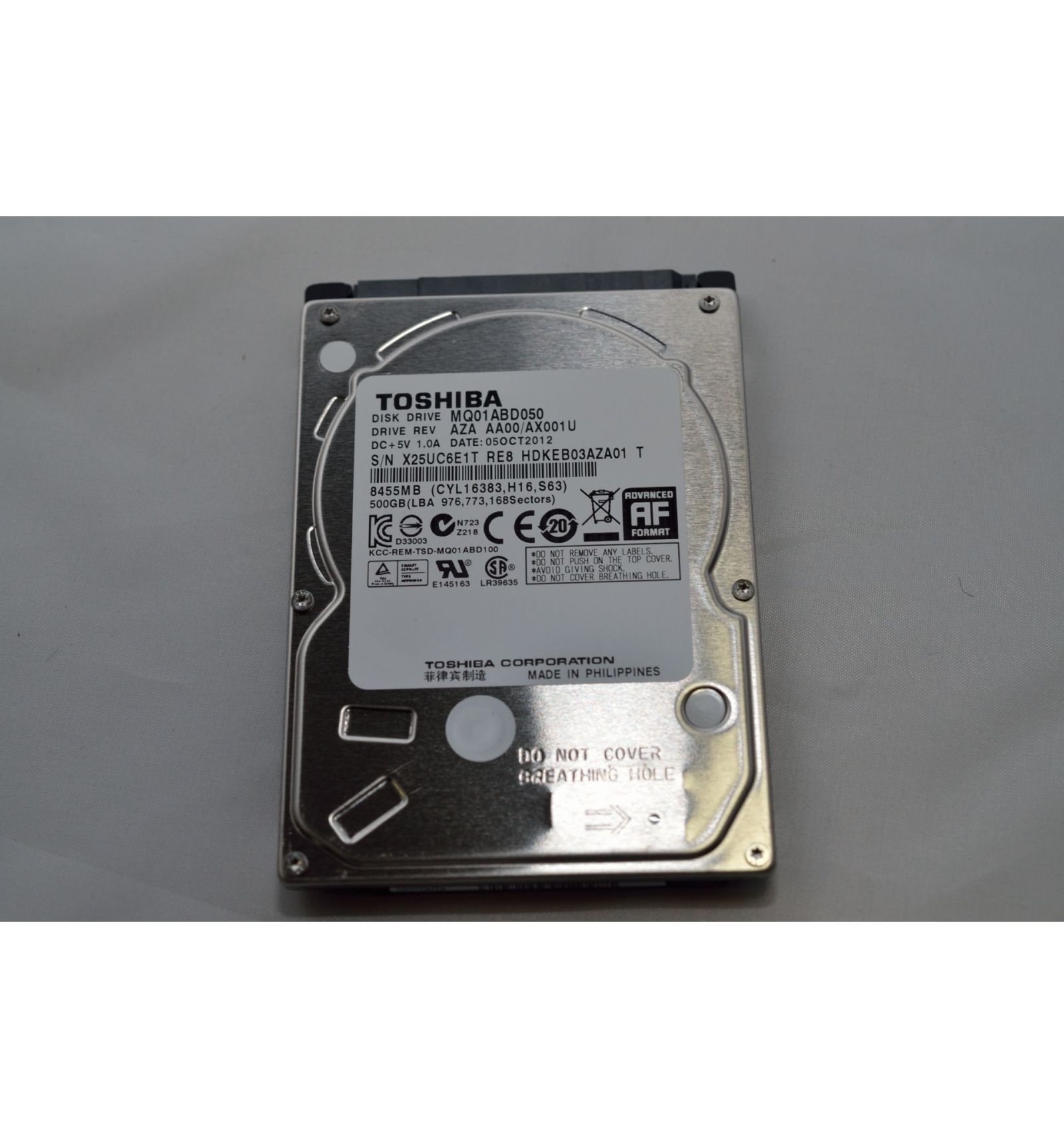 Disque Dur Toshiba 2.5" SATA II 500 Go – 5400 Tr/min, 8 Mo Cache, Occasion Testé SMART OK