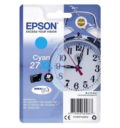 Cartouche d'encre Epson 27XL Alarm clock cyan originale C13T27124012 Epson